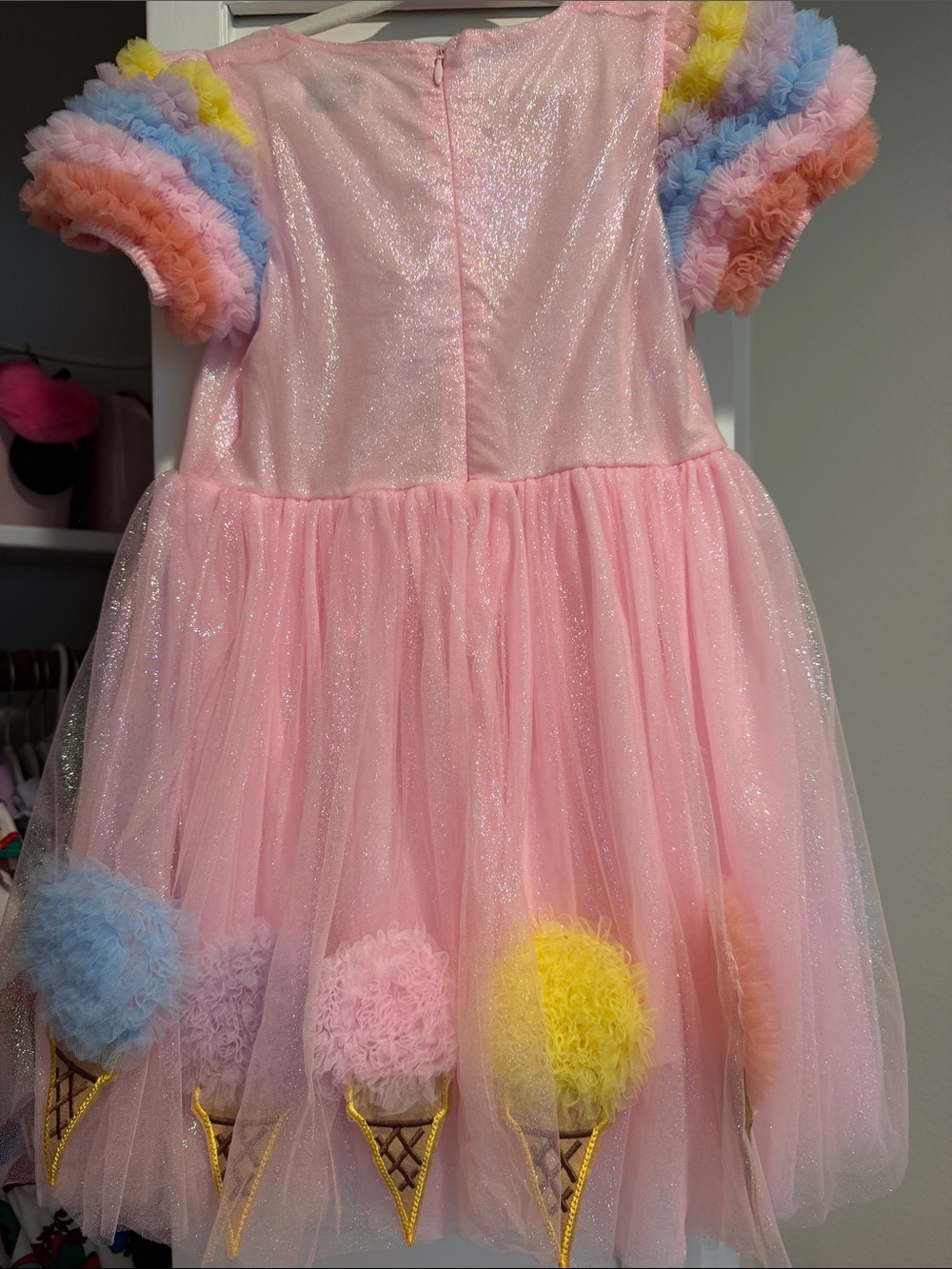 Lola + The Boys Pink Tulle Ice Cream Pom Party Dress - Picture 3 of 5